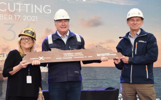 The steel-cutting ceremony for Celebrity Ascent took place at Chantiers de l’Atlantique shipyard in France