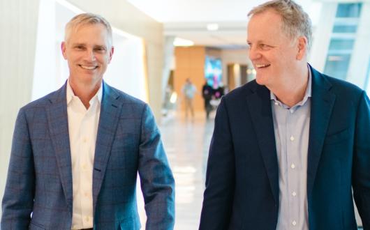 Robert Isom (left) will take up the role after Doug Parker (right) stepped down from the position