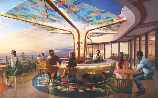 Royal Caribbean Wonder of the Seas' Vue Bar offers panoramic views of the ocean