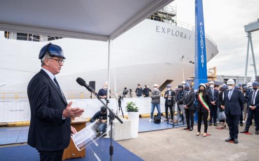 MSC cruise chair Pierfrancesco Vago oversaw the ceremony (Credit: Explora Journeys)