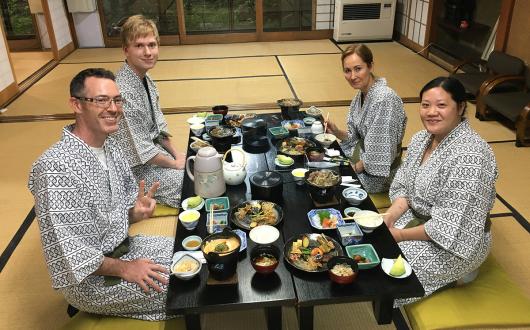 InsideJapan clients in a traditional ryokan
