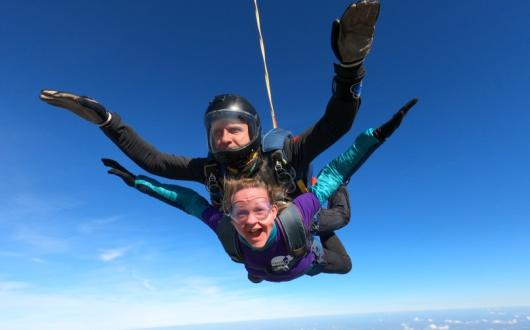 AWTE vice-chair Michelle Laverick completed a skydive in aid of youth suicide prevention charity Papyrus
