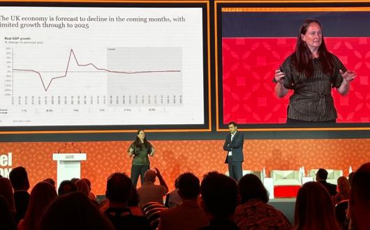 PwC's Eleanor Scott and Rick Jones took delegates through the new data