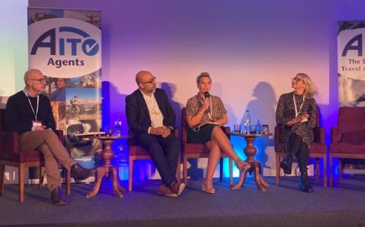 Garvey-Jones (centre right) wants more men in travel to discuss menopause issues