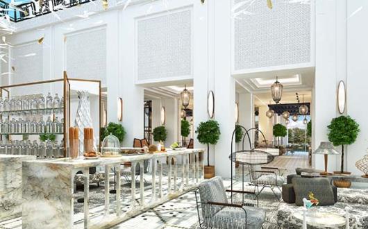 The hotel's lobby lounge area