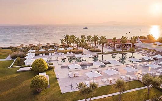 The pool is at the heart of the new Domes Noruz Kassandra