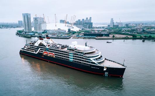 Seabourn Venture in Greenwich on 12 May during its inaugural visit to the UK 