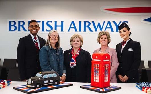 meetNKY president and chief executive Julie Kirkpatrick (second from left) joined celebrations to mark the inaugural BA flight from Cincinnati/Northern Kentucky International Airport to Heathrow on June 5