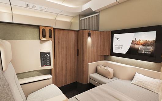 The new First class cabin on Qantas' Airbus A350s