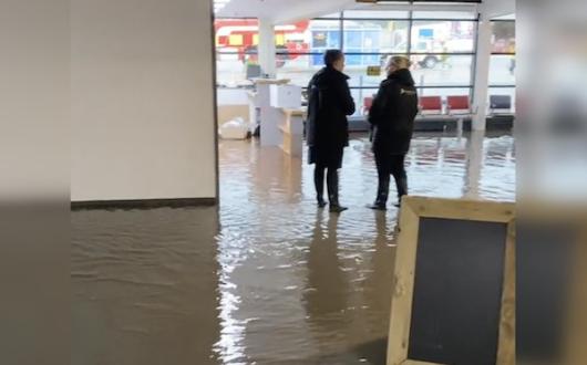 Exeter airport, flood, Sept 2023, credit: Justin Sharp/Twitter