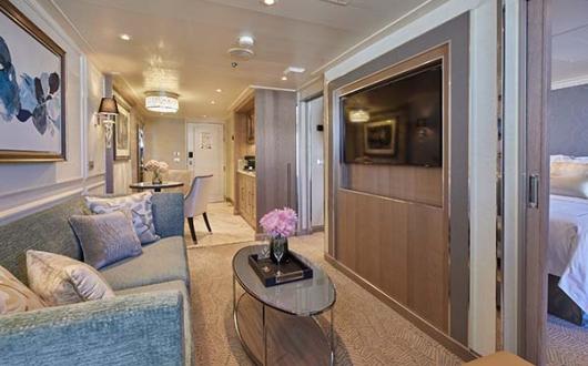 The living room in the Penthouse Suite