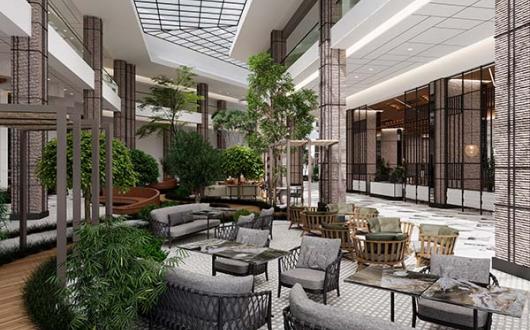 The lower lobby at Anda Barut Collection