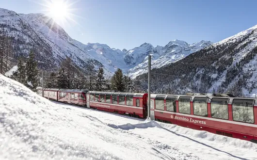 The Bernina Express at the Montebello Curve