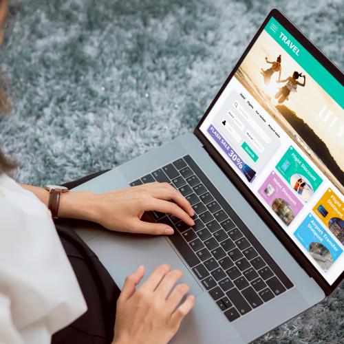 Woman browsing a travel website