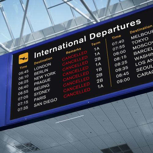 Cancelled departures board