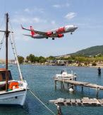 A Jet2 aircraft comes in to land at Greece's Skiathos airport