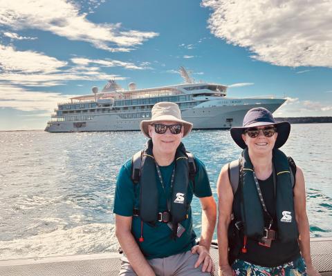 Andara Travel co-director Dave Allen with his wife Lesley on their cruise to the Galapagos Islands with Silversea