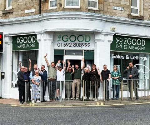 The team at The Good Travel Agent in Kirkcaldy, pictured outside the brand's first retail store