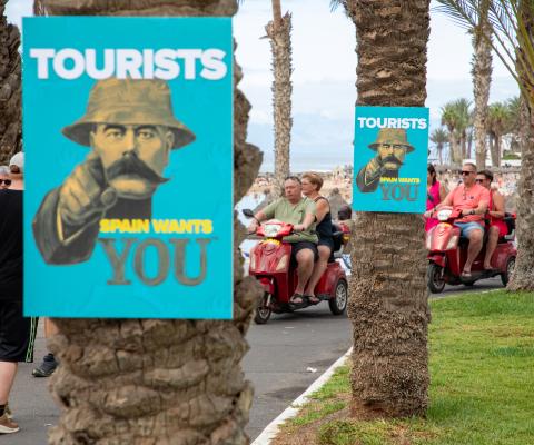 A poster of the famous Lord Kitchener (complete with bucket hat) insisting: “Tourists – Spain wants you”