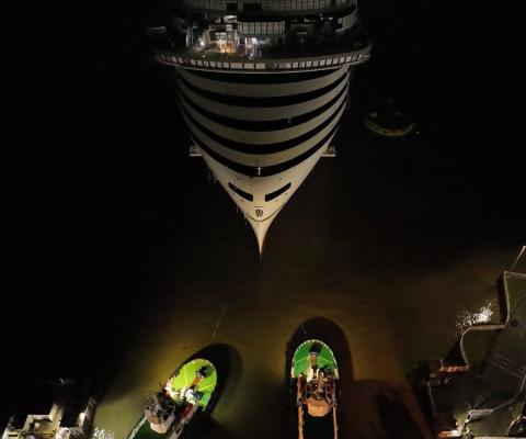 MSC World Asia was floated out at the Chantiers de l'Atlantique shipyard this week