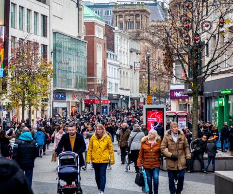 A busy UK high street