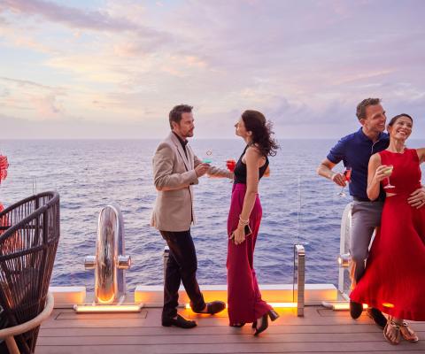 People standing on cruise ship
