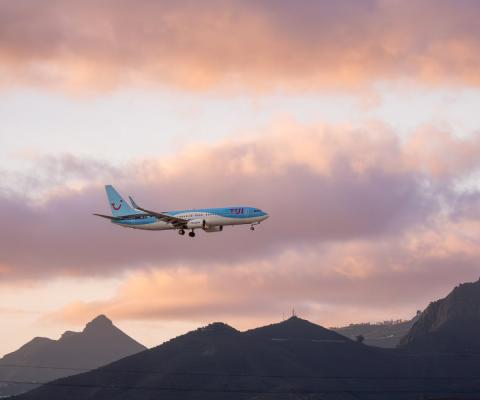A Tui aircraft makes its final approach ahead of landing in Tenerife