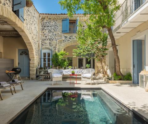 Sunny courtyard with a plunge pool