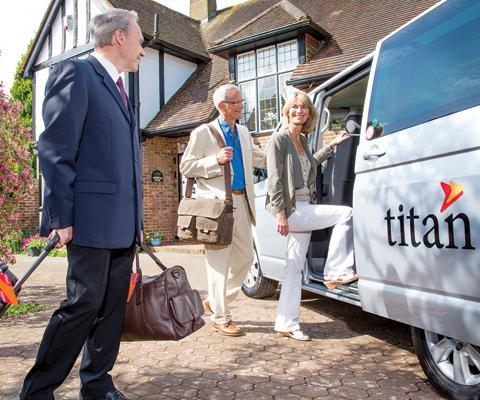 Titan Travel customers being collected in their chauffeur transfer