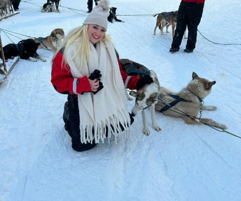 Ashleigh Pedersen enjoyed meeting huskies at Santa's Lapland