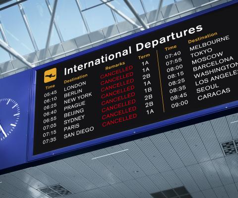 Cancelled departures board