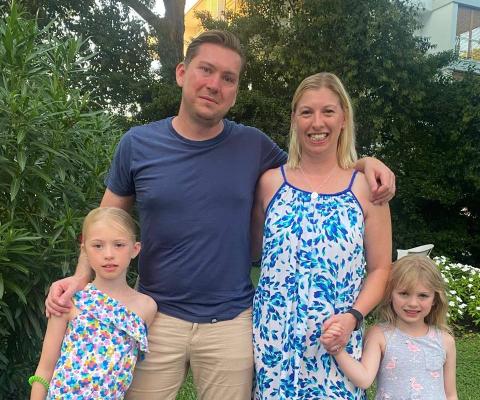 Savile Row Travel director Matt Callaway with wife and two children