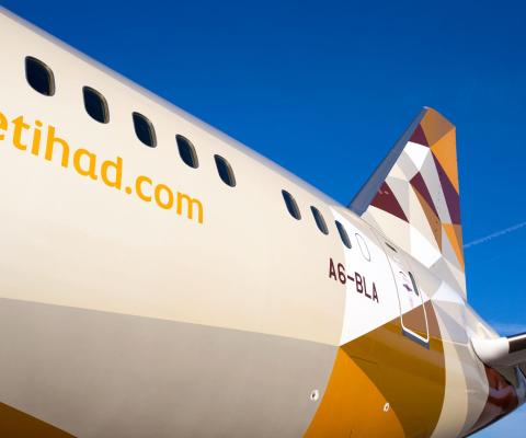 An Etihad aircraft at Abu Dhabi airport