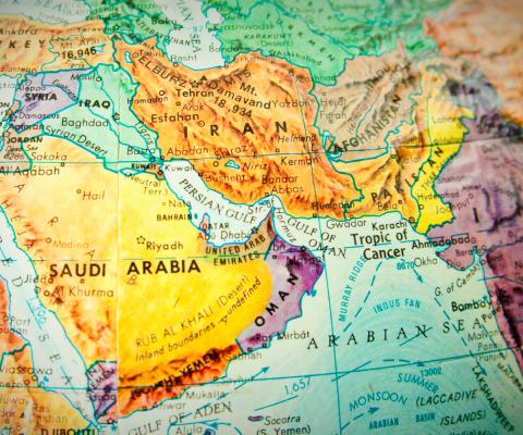 A map showing the Middle East and Gulf region