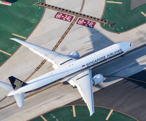 Singapore Airlines plane on runway