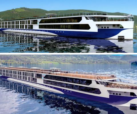 Renderings of Tui's two next methanol-ready river cruise ships