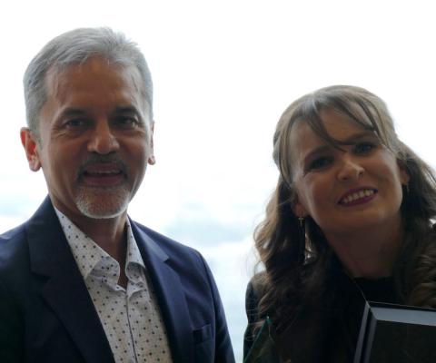 Man and woman smiling