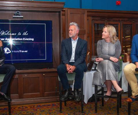 Chris Photi, White Hart Associates; Gary King, Wendy Wu Tours; Vicky Billing, Riviera Travel; and Aaron Langford, Royal Caribbean