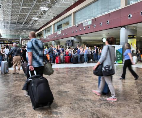 Busy airport in Tenerife, Spain