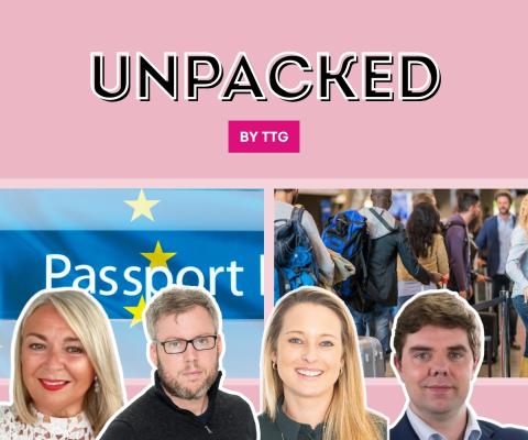 Image of podcast cover showing queues and an EU flag to summarise the EU's Entry-Exit System