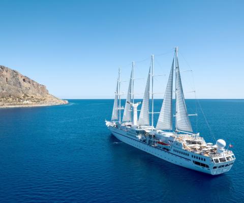 Yacht sailing on blue sea