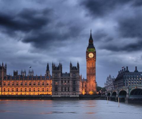 Clouds over the houses of parliament in Westminster, London