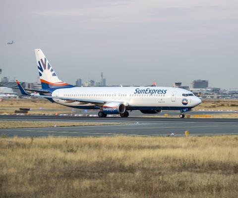 A SunExpress aircraft pictured at Frankfurt airport