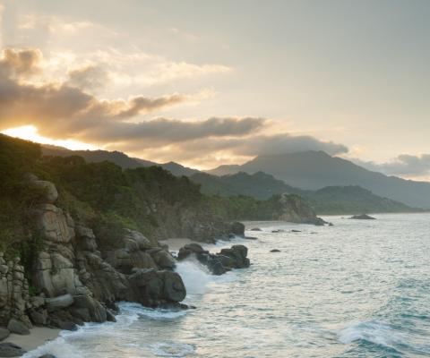 Rugges coastline with ocean waves