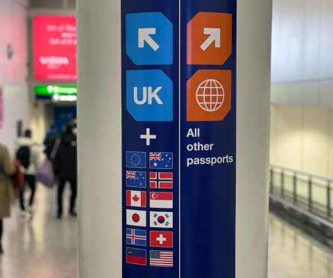 Passengers file to clear UK passport control