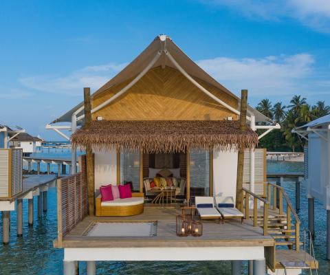 Overwater villa exterior in the Maldives 