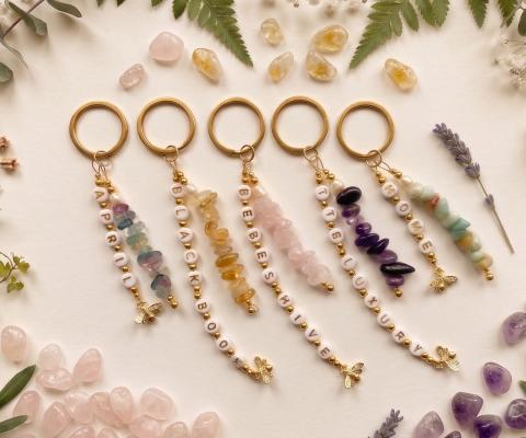 A selection of personalised keyrings