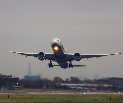 A British Airways aircraft takes off from Heathrow airport