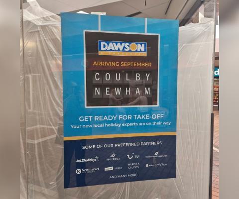 A poster for Dawson & Sanderson has been put up in the window of the new premises