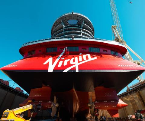 Aft of red cruise ship 
